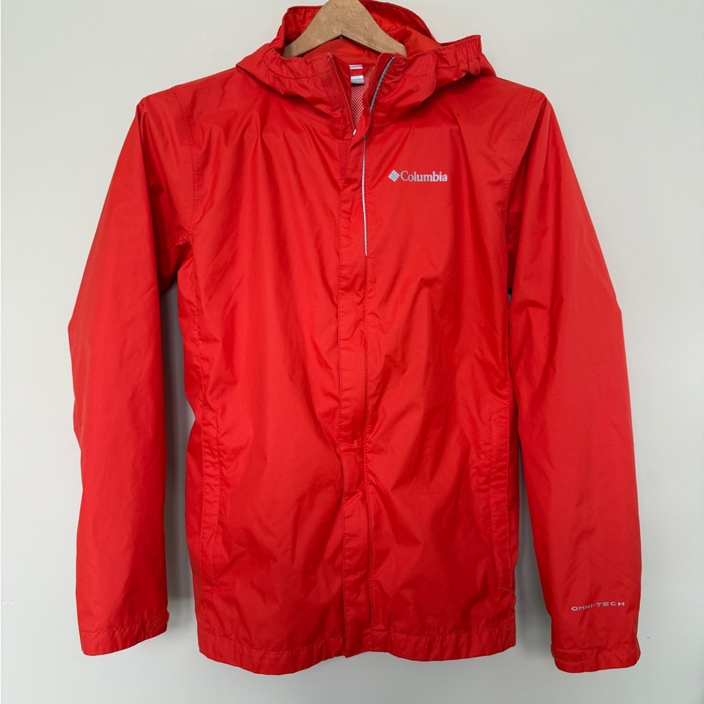 Columbia Omni-Tech Hooded Rain Jacket | Red | Youth Large (14/16)